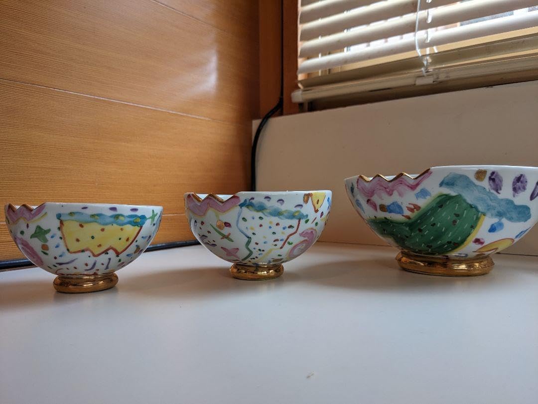 ポップなお茶碗 jun kawaguchi 安い ボウル 3点 磁器 ポップなお茶碗